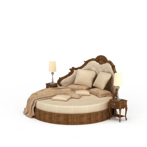 3d中式风格圆床模型