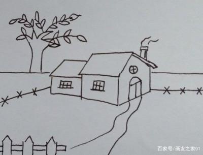 简笔画:怎么画乡村风景画