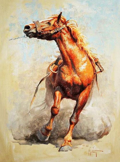 90后美女画家,她画马的水平堪称一绝!|油画家|艺术