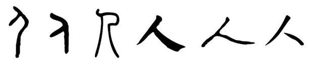 人字用甲骨文,金文,小篆,楷书,草书,行书怎么写.要图片