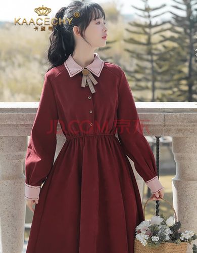 卡姿希品牌森系超仙女红色连衣裙女装春款早春2020年新款流行裙子盐系