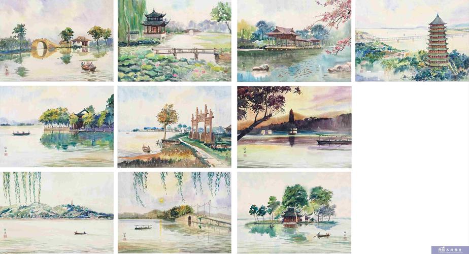 求西湖十景图画,不是照片,是图画