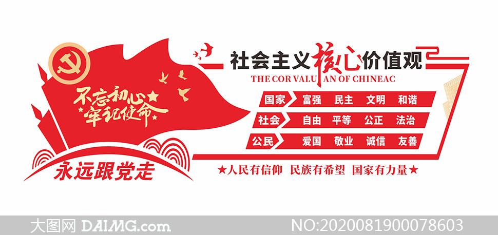 红色社会主义核心价值观文化墙设计