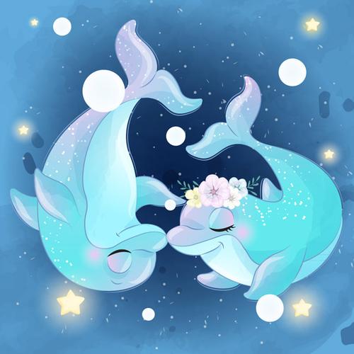 蓝色海豚情侣