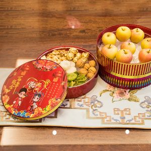 大红过年果盘带盖多格大号糖果盘分格零食 span class=h>干果盒 /span