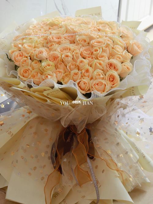 99朵香槟玫瑰花束_香槟_玫瑰花束_花束_高新区攻略_求婚_花艺_香槟