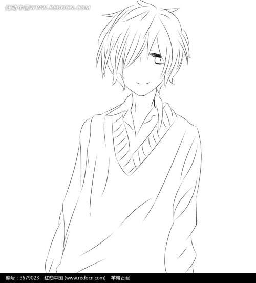 免费素材 图片素材 漫画插画 人物卡通 少年卡通手绘线稿 请您分享