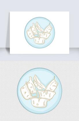 手绘卡通饺子春节团聚饺子包饺子一盘.