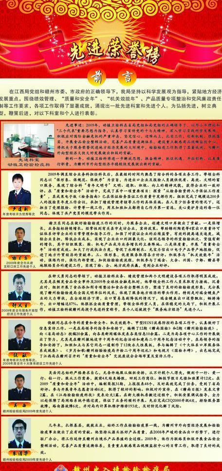 关 键 词: 先进荣誉榜,荣誉榜,展板,个人先进榜,检验检疫局荣誉榜