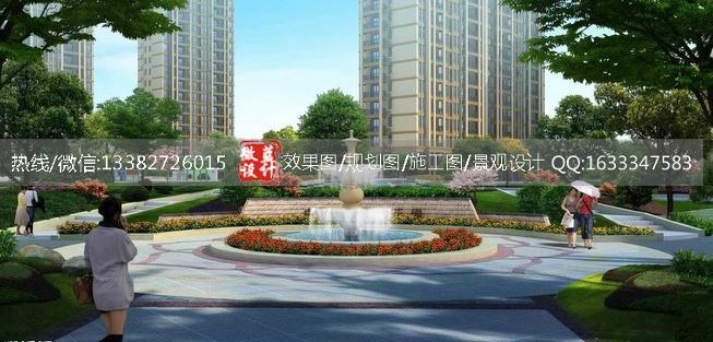 小区中心广场喷泉效果图设计
