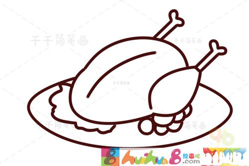 烤鸡简笔画怎么画简笔画教程_绘画吧-画画