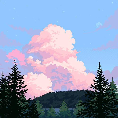 电脑工具绘制插画图山水风景画欣赏