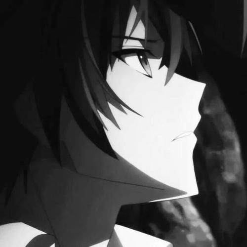 日漫黑白冷酷微丧男生头像