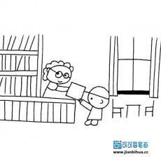 图书馆借书的简笔画