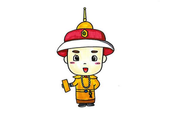 关于清朝皇帝简笔画q版全身彩色画法