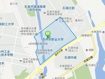 这是苏州职业大学的附近地图,不知道你要查看什么路线.