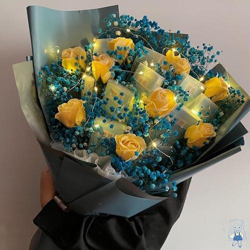 520礼物蓝色满天星干花香烟花束礼盒情人节送男朋友闺蜜真花放烟