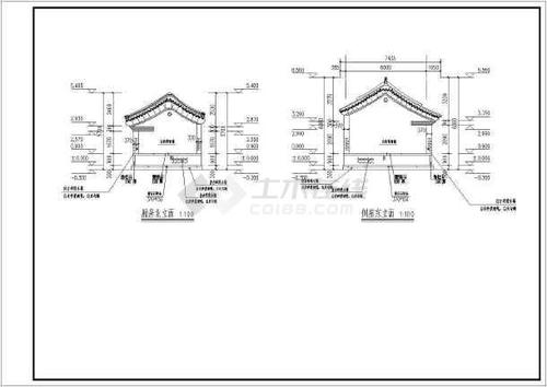某地单层框架结构仿古四合院建筑方案图