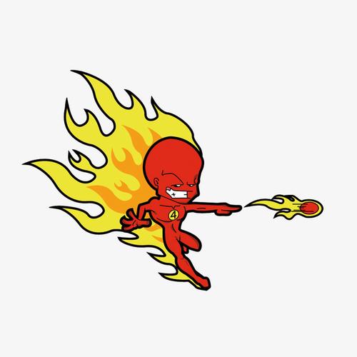 卡通火人扔火球插画免抠