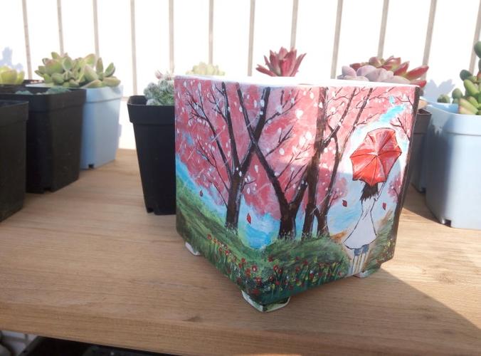 我的手绘花盆处女作品