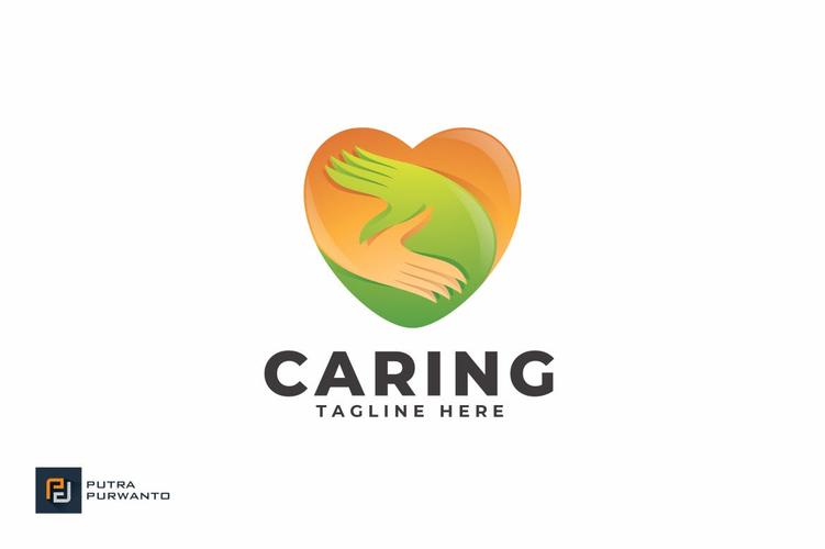爱心之手慈善互助组织机构创意logo设计模板caring–logotemplate