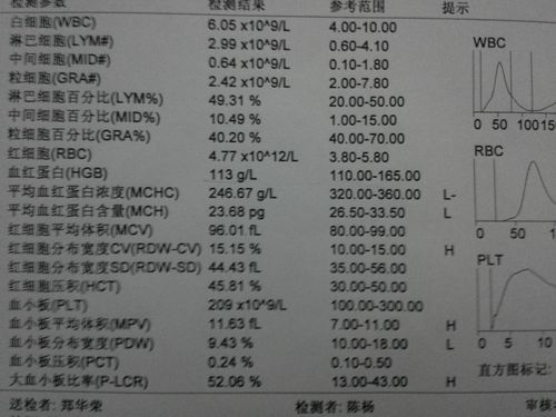 医疗健康 内科 血液科  血红蛋白正常值是110---165,目前从你的血常规