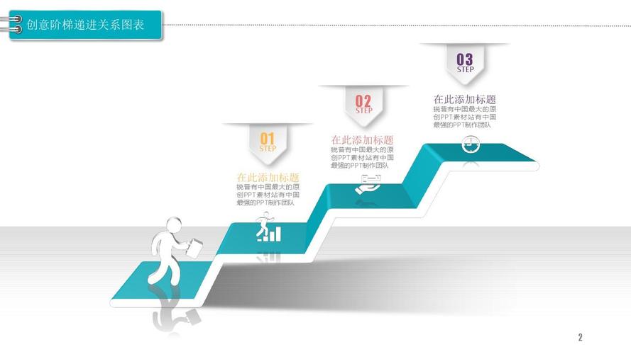 台阶递进关系图表ppt模板