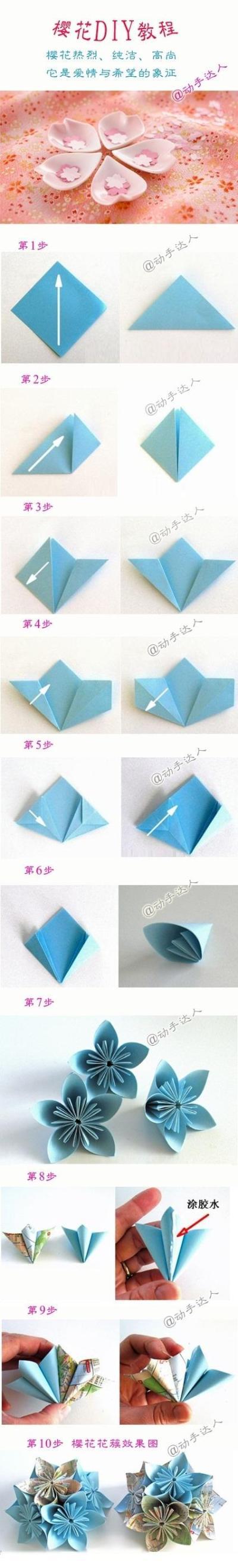 纸樱花.多折一些扎在一起超级美的.【阿团丸子】