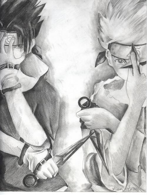 谁能给我几张火影忍者的黑白画