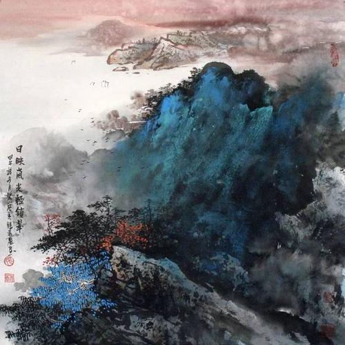 实力派画家张春丽,泼彩山水画(秀丽景色~)