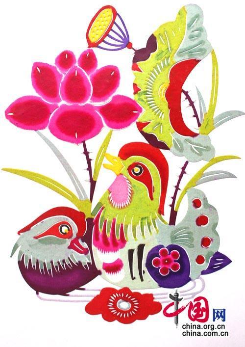 鸳鸯简笔画涂颜色彩色