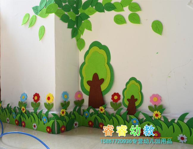 教室幼儿园布置墙面装饰立体墙贴无纺布创意搭配墙贴