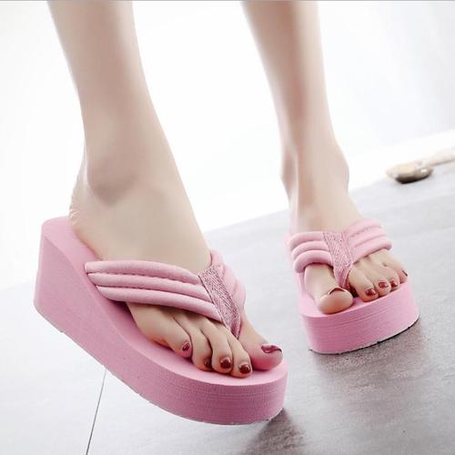 脚趾头女夏凉鞋拖鞋两用厚底平跟淑女人字拖厚跟初夏时髦夹趾黑色