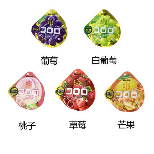 uha悠哈果汁软糖酷露露多果味草莓白葡萄味爆浆零食糖果52g网红糖