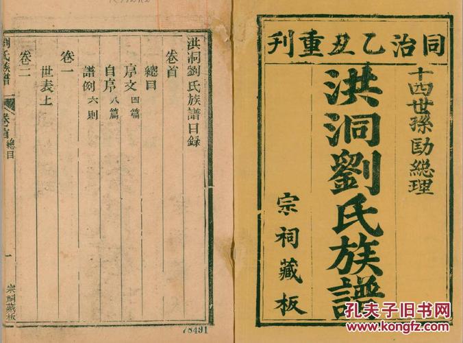 家谱----刘氏族谱 洪洞支 怀德公 十六本十六卷 16开 790页 同治乙丑