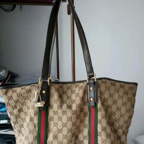 gucci古驰 正品女包单肩手拎大包经典款帆布包～售出