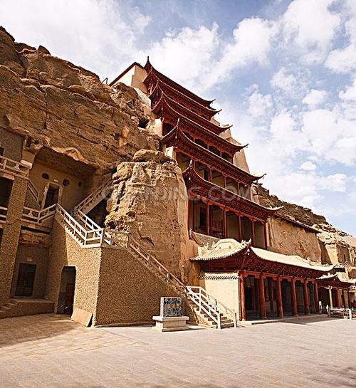 甘肃敦煌莫高窟全景图