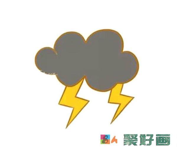 学画乌云闪电简笔画步骤教程怎么画简笔画教程