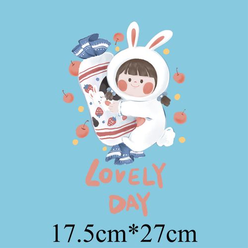 热潮大白兔奶糖印花恤卫diy定制辅料热转印水洗布贴