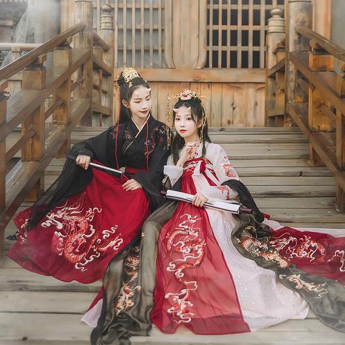 汉尚华莲龙母传统汉服女春夏齐胸襦裙龙纹重工绣花8米