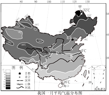 (2)我国东部地区的秦岭-淮河一线大体与一月平均气温 ℃等温线一致