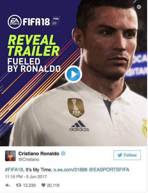 官方:c罗成为fifa18封面人物