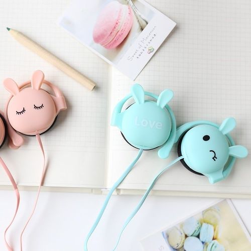vivo 糖利色 oppo 耳机入耳式通用女生韩版可爱兔子萌卡通伸缩便携式