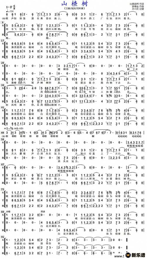 《山楂树》最新曲谱 王晰/周深/刘彬濠