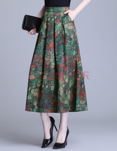 夏天中老年真丝半身裙真丝短裙妈妈装中年人半身裙香云纱夏中长款a字