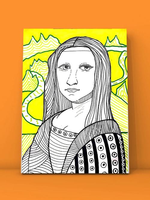 列奥纳多·达·芬奇《蒙娜丽莎》儿童画_儿童画_创意美术_创意儿童画