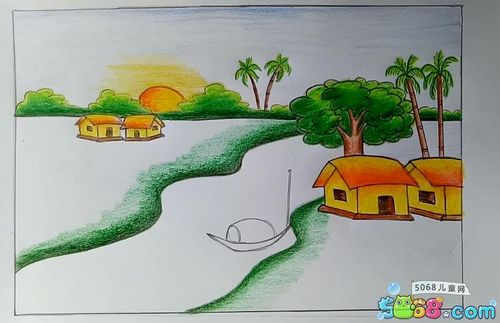 教大家用蜡笔画春天 春天的风景蜡笔画教程(17)