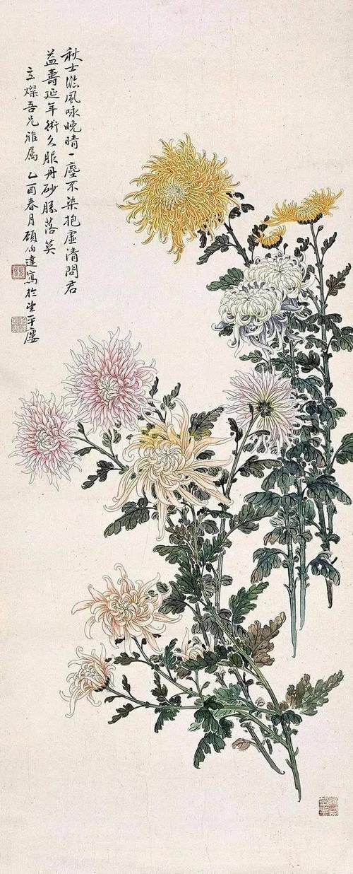 人淡如菊——中国著名国画家顾伯达菊花作品欣赏