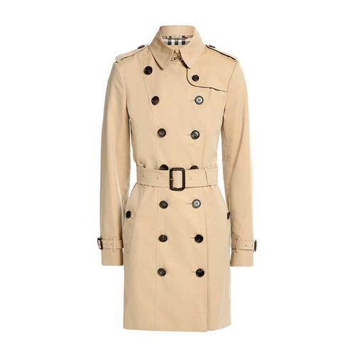 burberry经典款风衣,burberry经典风衣款式 burberry/巴宝莉女士蜂蜜色桑德林汉姆版翻领中长款风衣外套xs其他