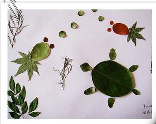 树叶粘帖画——水底动物